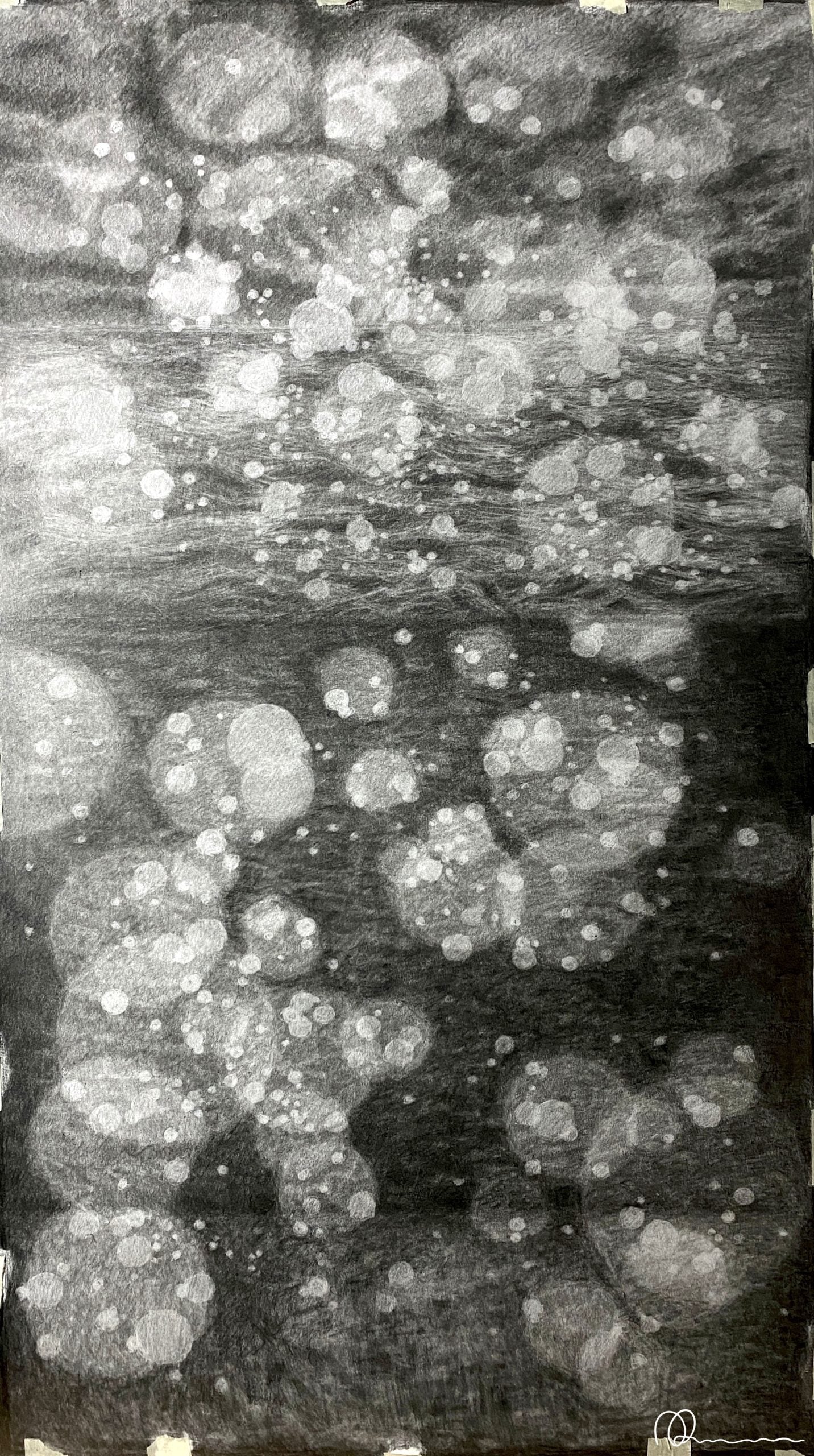 A limited edition art print featuring a textured black background with white accents, resembling a starry night or a galaxy-like pattern.